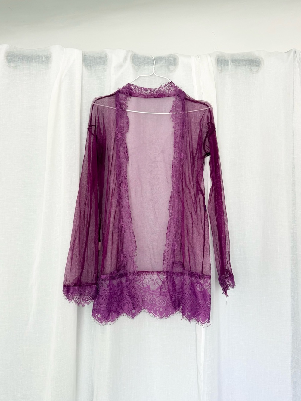 ✧ sheer plum lace mesh cardigan ✧ vintage y2k lingerie cover up